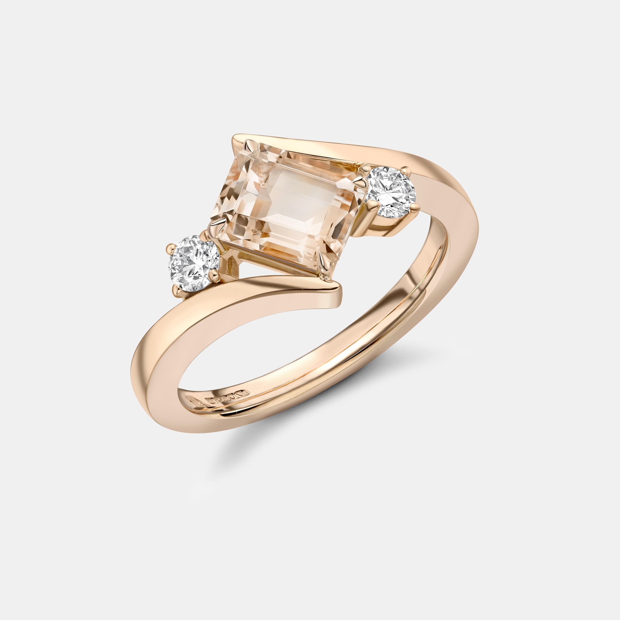 The Emerald Cut Morganite and Diamond Ring