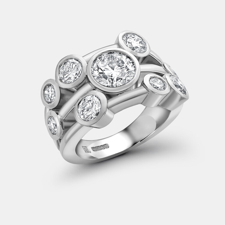 Bespoke Diamond Cluster Ring Design in Platinum 